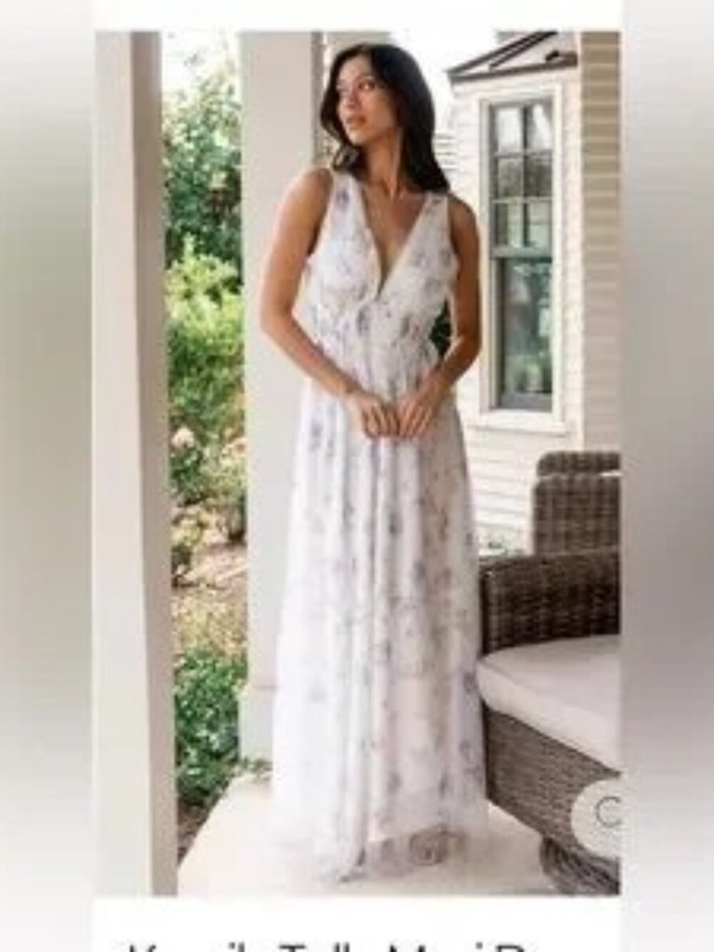 Baltic Born White Maxi Dress with Lavender and Soft Beige Floral Print